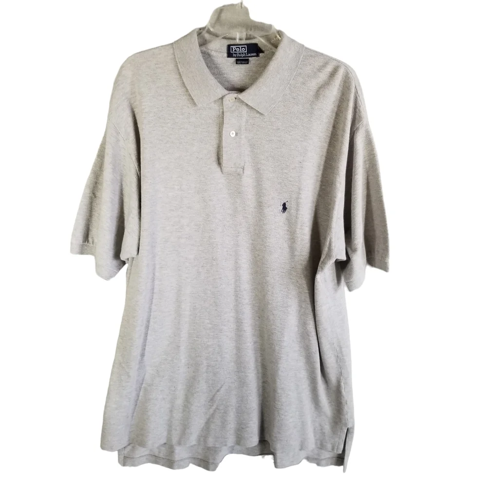 Vintage‎ Polo Ralph Lauren Polo Shirt Mens XL Gray Heathered Short Sleeve